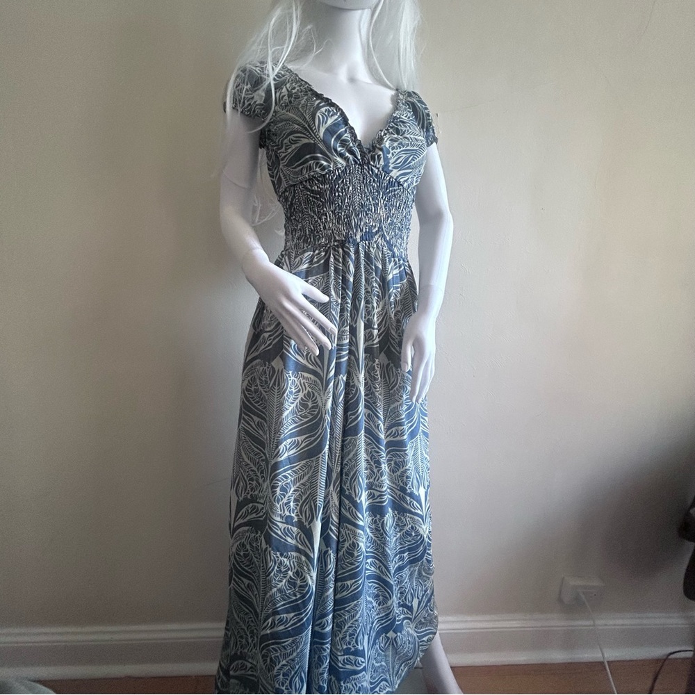 Gorgeous/comfy Cienna Designs Silk Blend Boho Smocked Wide Leg Jumpsuit - M/L